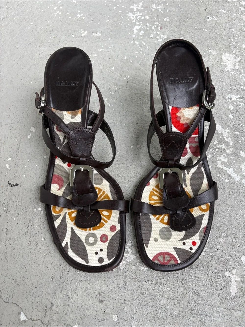 Bally T strap buckle sandals